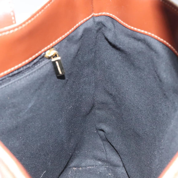 BURBERRY Nova Check Hand Bag PVC Beige Gold Auth BA2995V