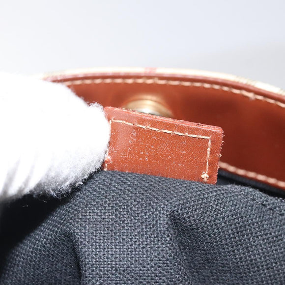 BURBERRY Nova Check Hand Bag PVC Beige Gold Auth BA2995V