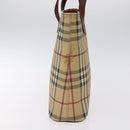 BURBERRY Nova Check Hand Bag PVC Beige Gold Auth BA2995V-4