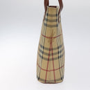 BURBERRY Nova Check Hand Bag PVC Beige Gold Auth BA2995V-5