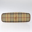 BURBERRY Nova Check Hand Bag PVC Beige Gold Auth BA2995V-9