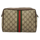 GUCCI GG Supreme Web Sherry Line Clutch Bag PVC Beige 63 01 012 Auth BA3015-3