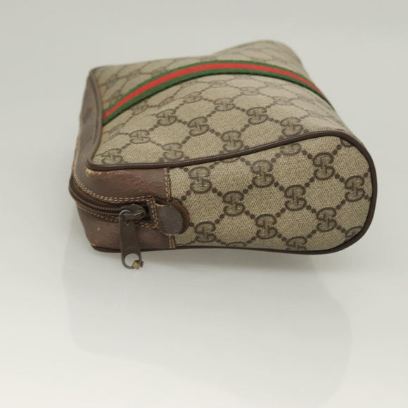 GUCCI GG Supreme Web Sherry Line Clutch Bag PVC Beige 63 01 012 Auth BA3015
