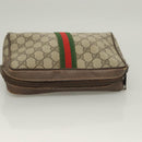 GUCCI GG Supreme Web Sherry Line Clutch Bag PVC Beige 63 01 012 Auth BA3015-6