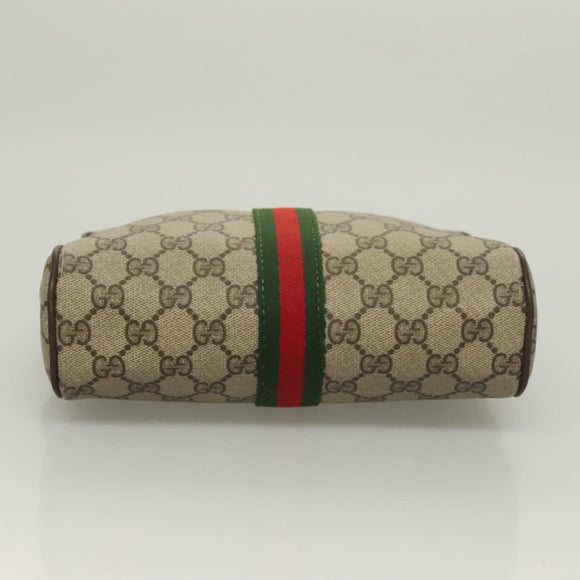 GUCCI GG Supreme Web Sherry Line Clutch Bag PVC Beige 63 01 012 Auth BA3015