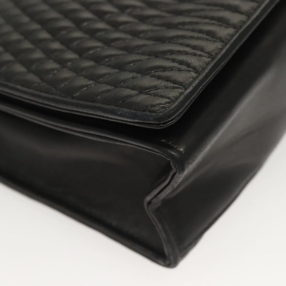 BALLY Chain Shoulder Bag Leather Black Gold Auth BA3019