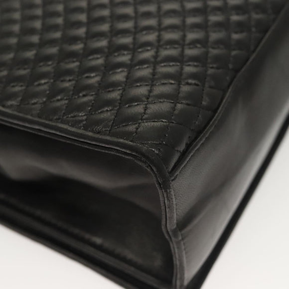 BALLY Chain Shoulder Bag Leather Black Gold Auth BA3019