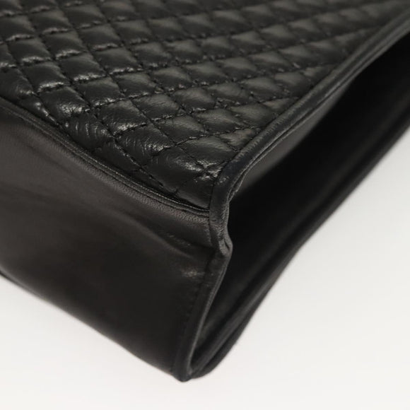 BALLY Chain Shoulder Bag Leather Black Gold Auth BA3019