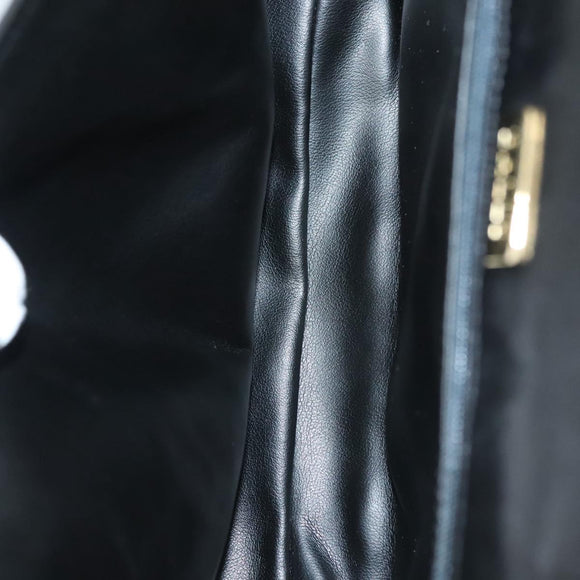 BALLY Chain Shoulder Bag Leather Black Gold Auth BA3019