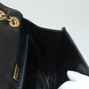 BALLY Chain Shoulder Bag Leather Black Gold Auth BA3019-20
