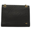 BALLY Chain Shoulder Bag Leather Black Gold Auth BA3019-13