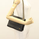 BALLY Chain Shoulder Bag Leather Black Gold Auth BA3019-23