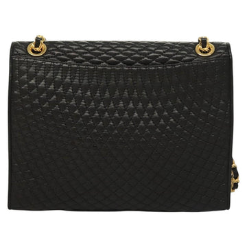 BALLY Chain Shoulder Bag Leather Black Gold Auth BA3019 - 0