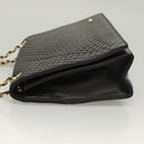 BALLY Chain Shoulder Bag Leather Black Gold Auth BA3019-4
