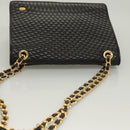 BALLY Chain Shoulder Bag Leather Black Gold Auth BA3019-6