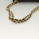 BALLY Chain Shoulder Bag Leather Black Gold Auth BA3019-7