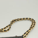 BALLY Chain Shoulder Bag Leather Black Gold Auth BA3019-8