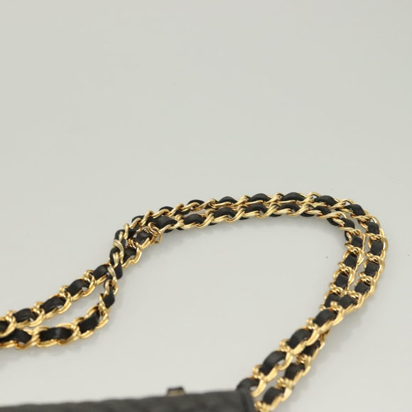 BALLY Chain Shoulder Bag Leather Black Gold Auth BA3019