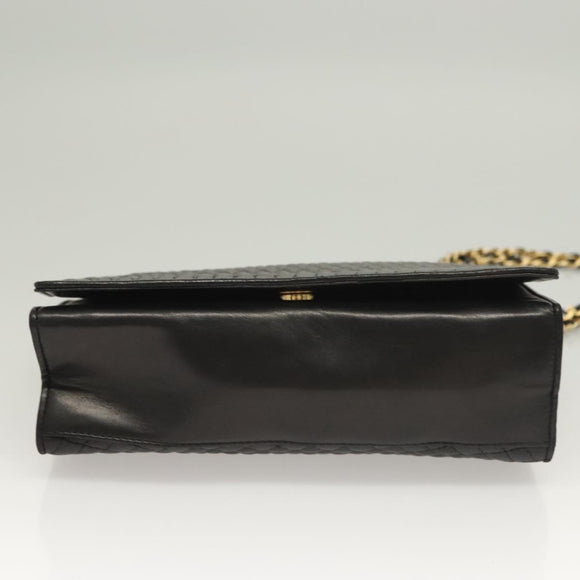 BALLY Chain Shoulder Bag Leather Black Gold Auth BA3019