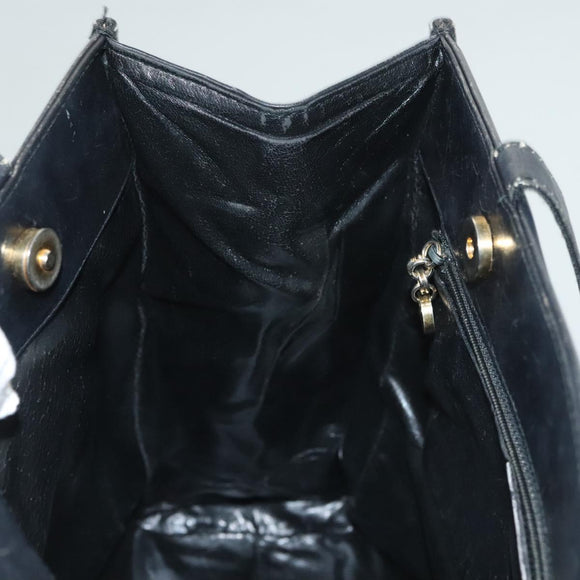 Salvatore Ferragamo Vala Tote Bag Leather Navy Gold Auth BA3020