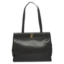 Salvatore Ferragamo Vala Tote Bag Leather Navy Gold Auth BA3020-13