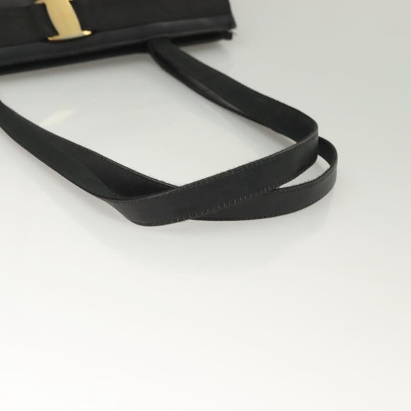 Salvatore Ferragamo Vala Tote Bag Leather Navy Gold Auth BA3020