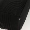 CHANEL Chain Shoulder Bag Cotton Black Silver CC Auth BA3021-9