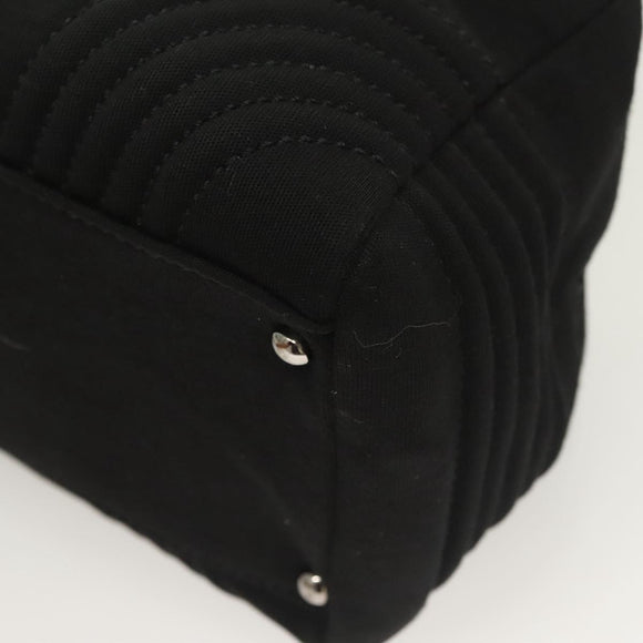 CHANEL Chain Shoulder Bag Cotton Black Silver CC Auth BA3021