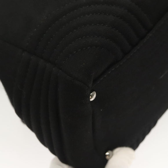 CHANEL Chain Shoulder Bag Cotton Black Silver CC Auth BA3021