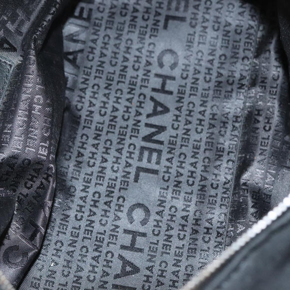 CHANEL Chain Shoulder Bag Cotton Black Silver CC Auth BA3021