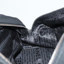 CHANEL Chain Shoulder Bag Cotton Black Silver CC Auth BA3021-18