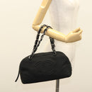 CHANEL Chain Shoulder Bag Cotton Black Silver CC Auth BA3021-22