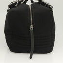 CHANEL Chain Shoulder Bag Cotton Black Silver CC Auth BA3021-4