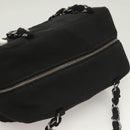 CHANEL Chain Shoulder Bag Cotton Black Silver CC Auth BA3021-6