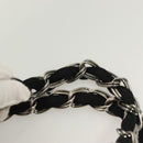 CHANEL Chain Shoulder Bag Cotton Black Silver CC Auth BA3021-8