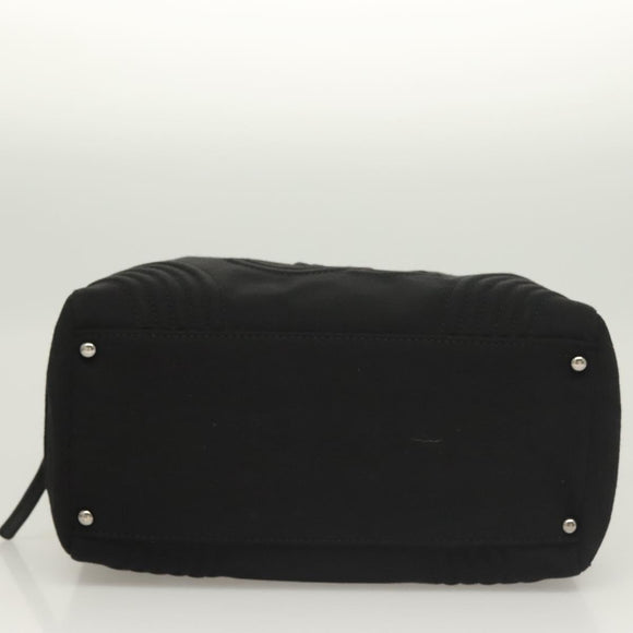 CHANEL Chain Shoulder Bag Cotton Black Silver CC Auth BA3021