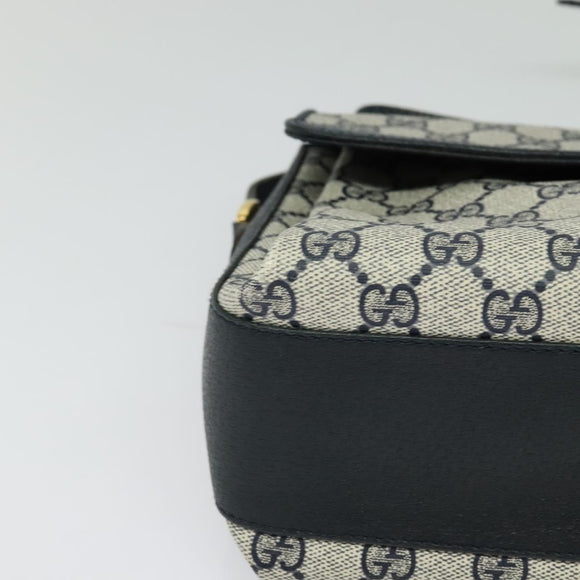 GUCCI GG Supreme Sherry Line Shoulder Bag PVC Navy Gold 904 02 084 Auth BA3022