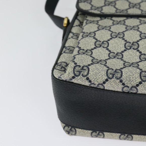 GUCCI GG Supreme Sherry Line Shoulder Bag PVC Navy Gold 904 02 084 Auth BA3022