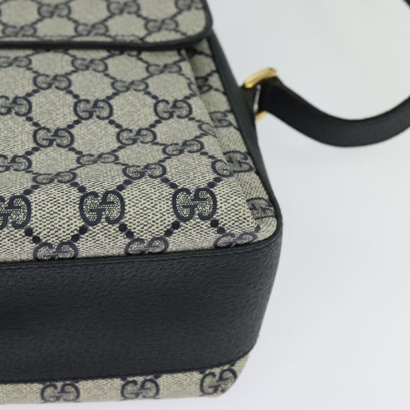 GUCCI GG Supreme Sherry Line Shoulder Bag PVC Navy Gold 904 02 084 Auth BA3022