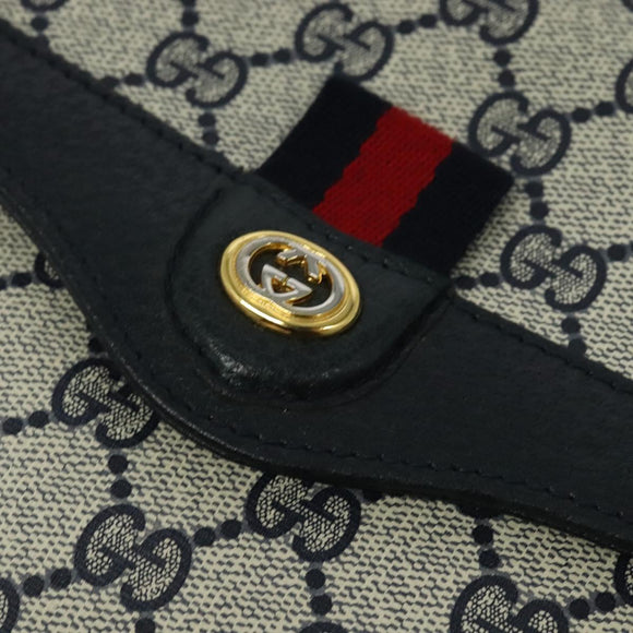 GUCCI GG Supreme Sherry Line Shoulder Bag PVC Navy Gold 904 02 084 Auth BA3022