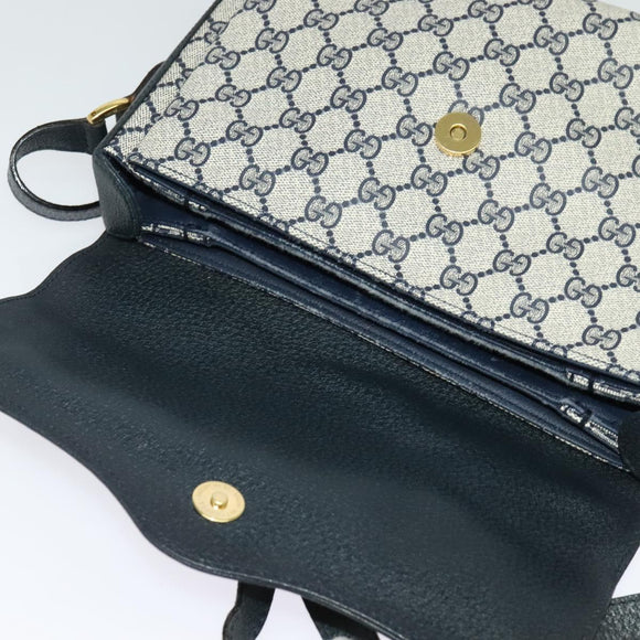 GUCCI GG Supreme Sherry Line Shoulder Bag PVC Navy Gold 904 02 084 Auth BA3022