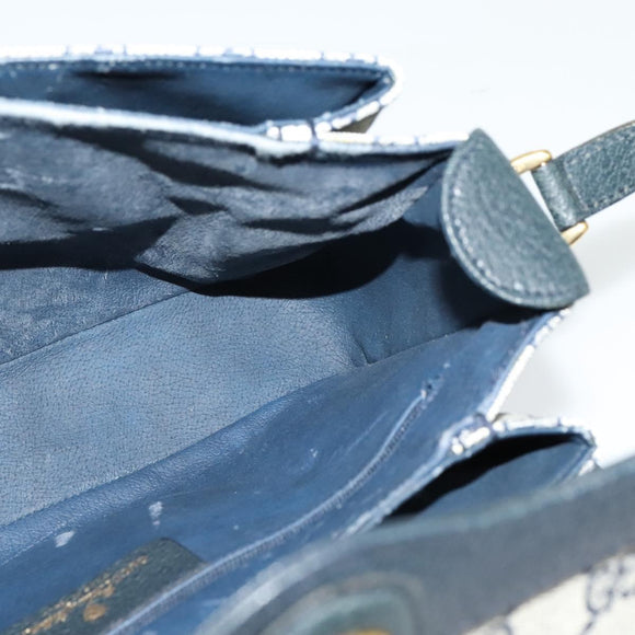 GUCCI GG Supreme Sherry Line Shoulder Bag PVC Navy Gold 904 02 084 Auth BA3022