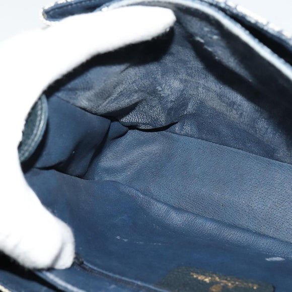 GUCCI GG Supreme Sherry Line Shoulder Bag PVC Navy Gold 904 02 084 Auth BA3022