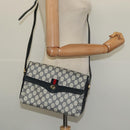GUCCI GG Supreme Sherry Line Shoulder Bag PVC Navy Gold 904 02 084 Auth BA3022-23