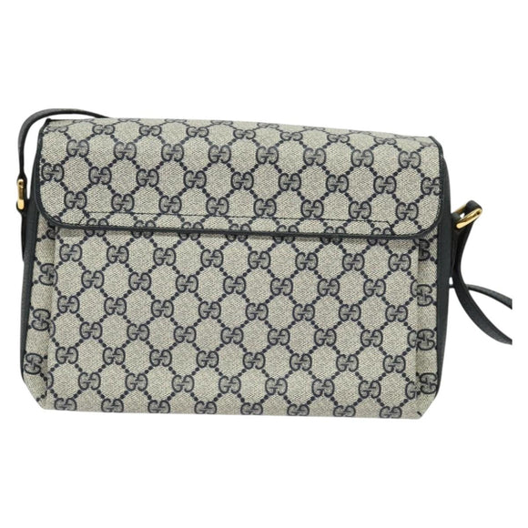 GUCCI GG Supreme Sherry Line Shoulder Bag PVC Navy Gold 904 02 084 Auth BA3022