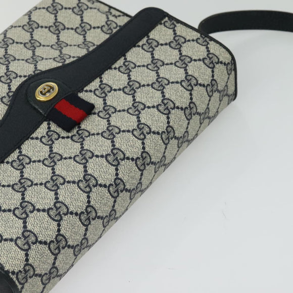 GUCCI GG Supreme Sherry Line Shoulder Bag PVC Navy Gold 904 02 084 Auth BA3022