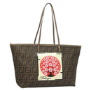 FENDI Zucca Canvas Tote Bag PVC Brown Black Auth BA3024-1