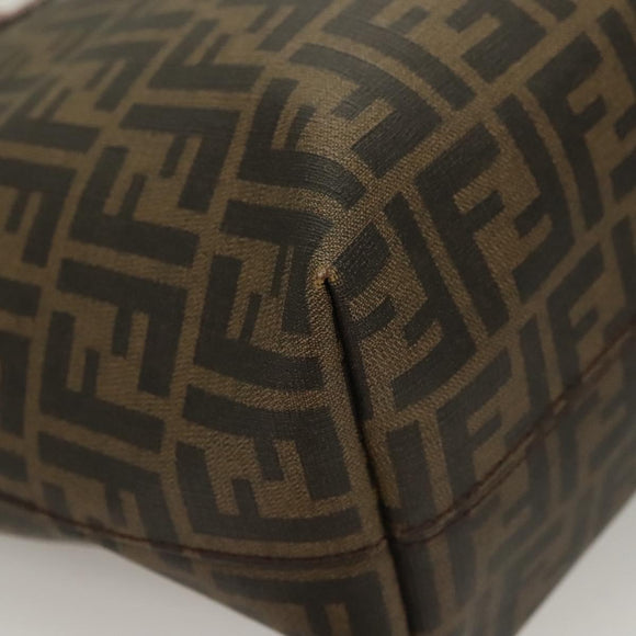FENDI Zucca Canvas Tote Bag PVC Brown Black Auth BA3024