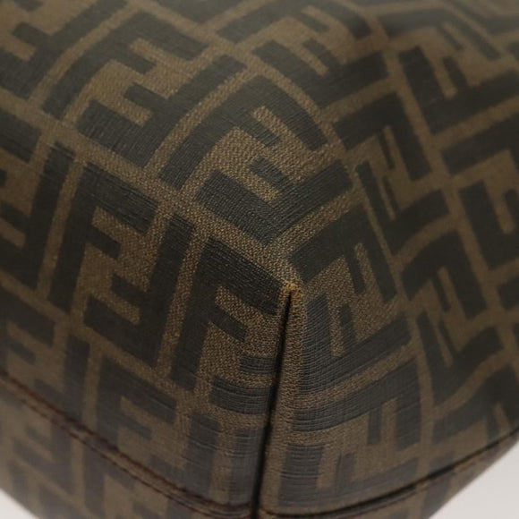 FENDI Zucca Canvas Tote Bag PVC Brown Black Auth BA3024