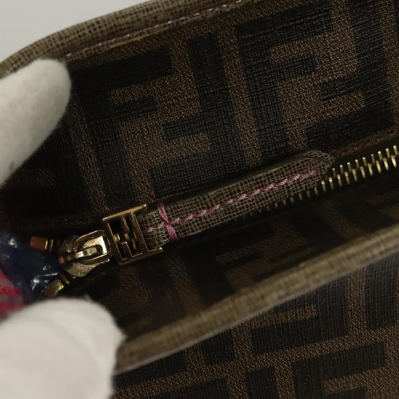 FENDI Zucca Canvas Tote Bag PVC Brown Black Auth BA3024